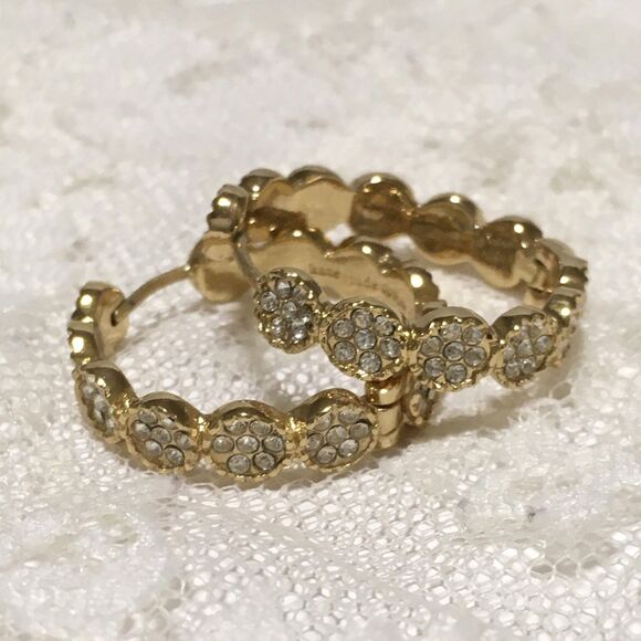 kate spade new york Gold Hoop Fashion Earrings for sale | eBay Kate Spade Hoop Earrings Rhinestones Gold Tone Hinged Pierced